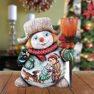 Friends Forever Hand-Painted WOODCARVED Masterpiece by G. DeBrekht - Christmas Santa Snowman Decor - 8215895