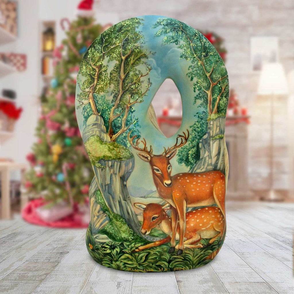 Deer Blessing Angel Hand-Painted WOODCARVED Masterpiece by G. DeBrekht - Nativity Holiday Decor - L291827