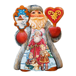 Mini Tale Santa with Pets Christmas Figurine by G. DeBrekht - Christmas Santa Snowman Decor - 561642