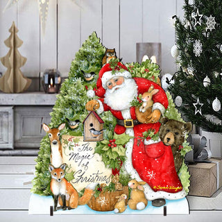 Woodland Santa Playing Christmas Outdoor Dcor by Susan Winget - Christmas Santa Snowman Dcor - 8471103F-SW