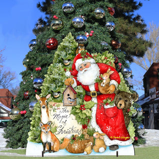 Woodland Santa Playing Christmas Outdoor Dcor by Susan Winget - Christmas Santa Snowman Dcor - 8471103F-SW