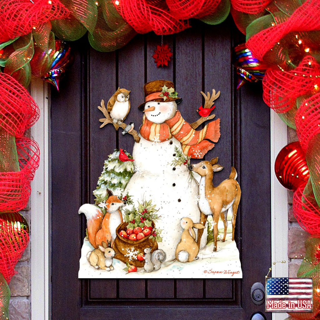 Ivory Snowman Christmas Door Decor by Susan Winget - Christmas Santa and Snowman Decor - 8471107H-SW