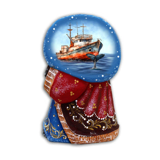 Fishing Ship Santa with Bag Hand-Painted WOODCARVED Masterpiece by G. DeBrekht - Christmas Decor - 8215560