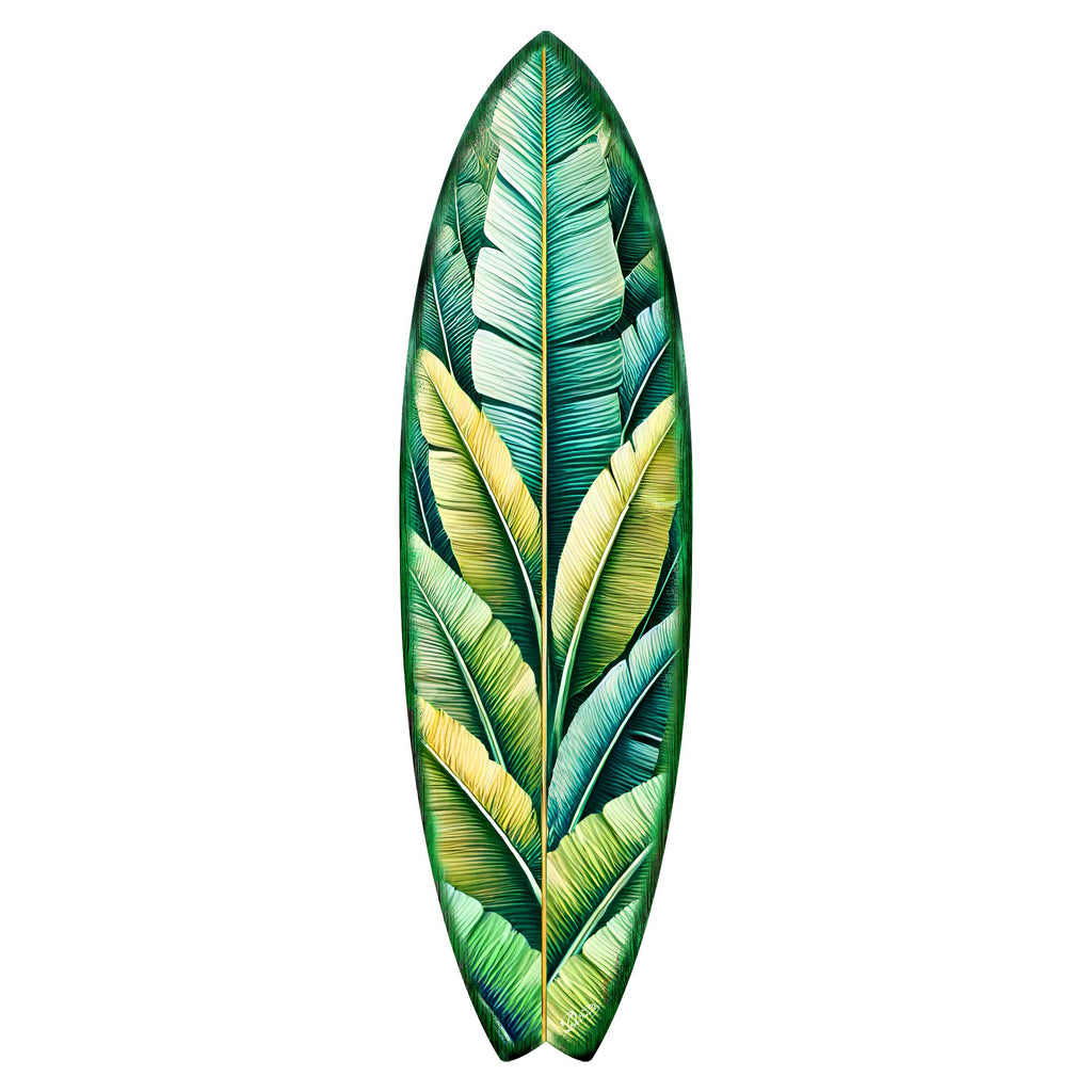 Banana Leaf Surfboard Wall Art – Handcrafted Tropical Coastal Decor by G.DeBrekht – Indoor Outdoor Beach House Accent – 8490151HS