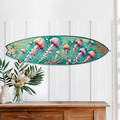 Jellyfish Surfboard Wall Art – Handcrafted Underwater Coastal Decor by G.DeBrekht – Ocean-Inspired Wooden Accent for Indoor & Outdoor – 8490153HS