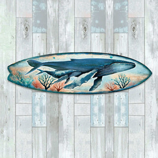 Whale Surfboard Wall Art – Handcrafted Coastal Ocean Decor by G.DeBrekht – Marine Life Beach House Accent for Indoor & Outdoor – 8490154HS