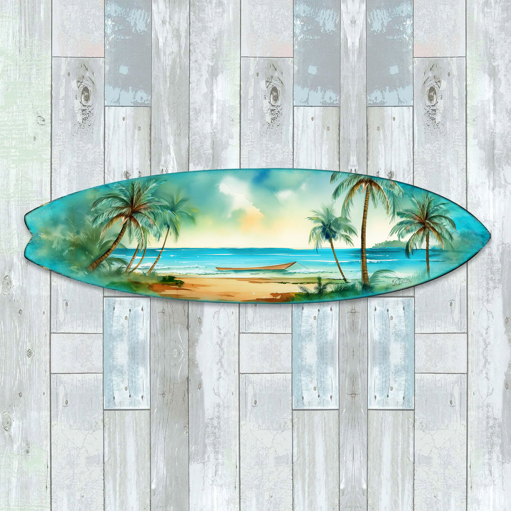 Tropical Island Surfboard Wall Art – Handcrafted Coastal Ocean Decor by G.DeBrekht – Beach House Accent for Indoor & Outdoor – 8490157HS