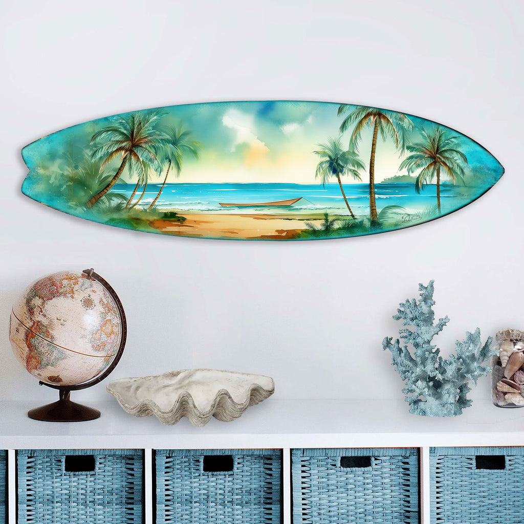 Tropical Island Surfboard Wall Art – Handcrafted Coastal Ocean Decor by G.DeBrekht – Beach House Accent for Indoor & Outdoor – 8490157HS