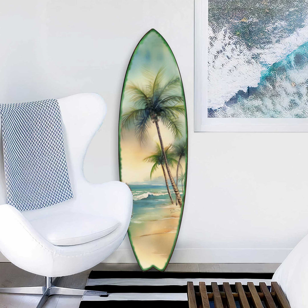 Tropical Palm Beach Surfboard Wall Art – Handcrafted Coastal Ocean Decor by G.DeBrekht – Beach House Accent for Indoor & Outdoor – 8490159HS