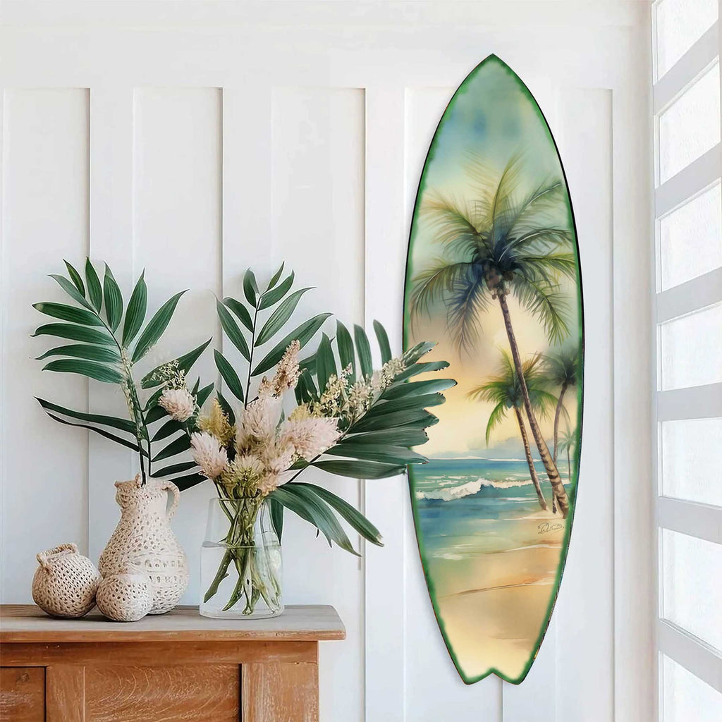 Tropical Palm Beach Surfboard Wall Art – Handcrafted Coastal Ocean Decor by G.DeBrekht – Beach House Accent for Indoor & Outdoor – 8490159HS