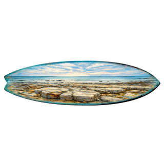 Rocky Shore Surfboard Wall Art – Coastal Ocean Landscape Decor – Handcrafted Coastal Wooden Decor by G.DeBrekht – 8490174HS