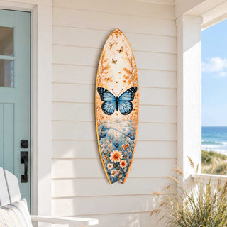 Blue Butterfly Surfboard Coastal Wall Art by G. DeBrekht - Coastal Holiday Decor - 8490176HS