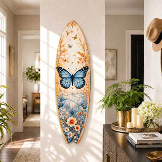 Blue Butterfly Surfboard Coastal Wall Art by G. DeBrekht - Coastal Holiday Decor - 8490176HS