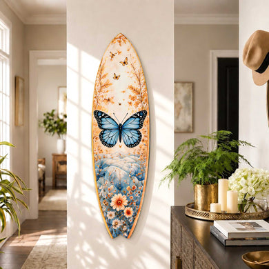 Blue Butterfly Surfboard Coastal Wall Art by G. DeBrekht - Coastal Holiday Decor - 8490176HS