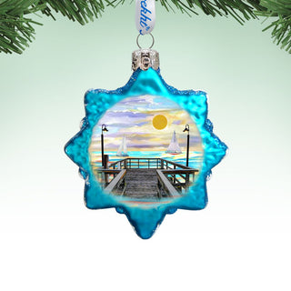 Boats at Pier Mercury Glass Ornament by G. DeBrekht - Coastal Holiday Decor - 775482