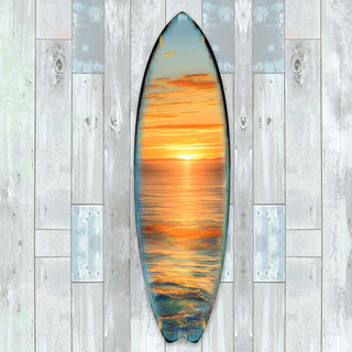 Golden Waves Surfboard Coastal Wall Art by G. DeBrekht - Coastal Holiday Decor - 8490134HS