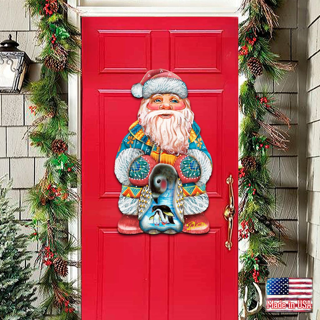 Penguin Santa Christmas Door Decor by G. DeBrekht - Christmas Santa Snowman Decor - 8118051H