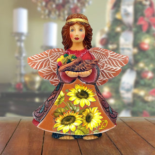 Autumn Angel With Cornucopia Handcrafted Christmas Figurine by G. DeBrekht - Thanksgiving Halloween Decor - 516656