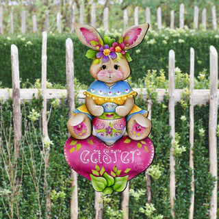 Handcrafted Easter Bunny Wooden Door Hanger – Easter Gift - Spring Wall Decor - Easter Front Door Sign by J. Mills-Price - 8652826H