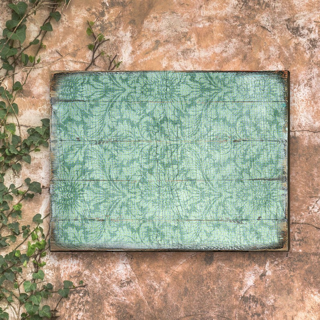 Rustic Blue Floral Wooden Wall Art by G. DeBrekht - Floral Ornamental Decor - 95008B