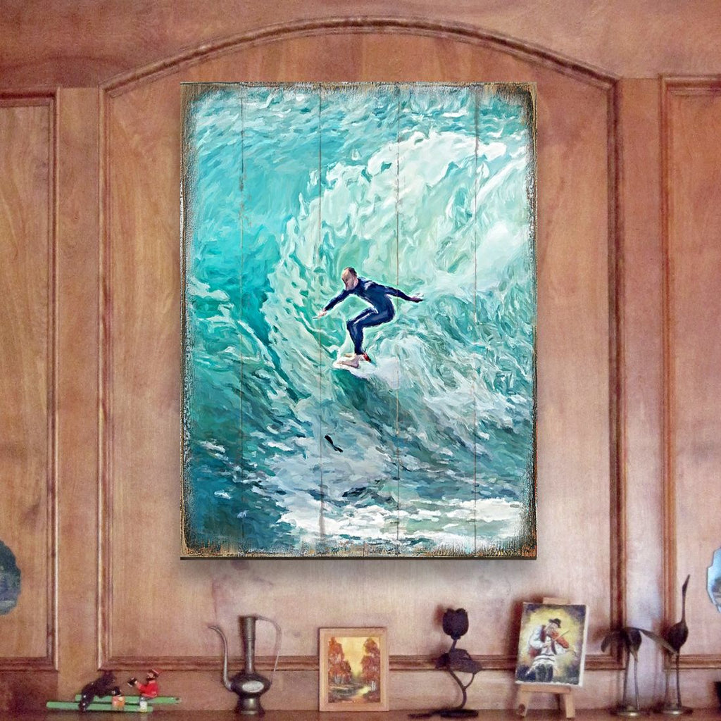 Sophronia Surfer Wooden Coastal Wall Art by Nature Wonders - Coastal Sea-Life Decor - 95227B