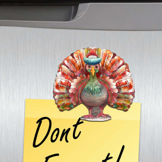 Turkey Decorative Eco Wood Magnets Set of 6 by G. Debrekht - Thanksgiving Decor - 8090027G-S6