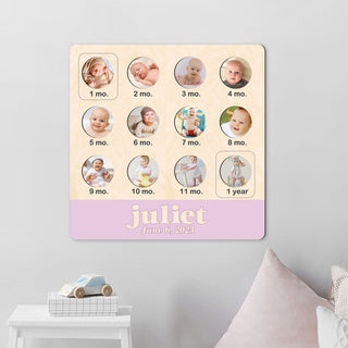Baby First Birthday Sign - One year Baby - Milestone photo Board - 12 Months baby Collage Sign - Baby Photo Frame - 310324