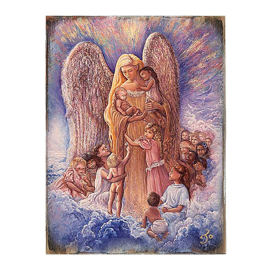 Blessing Mother Angel Fantasy Wooden Wall Art by Josephine Wall - Fantasy Decor - 852154-JW