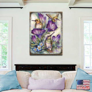 Everlasting Friendship Hummingbirds Wooden Wall Art by J. Bergsma - Nature Wildlife Decor - 8592936BP-JB