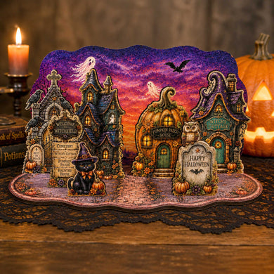 Witchfield Haunted Halloween Wooden Village – Tabletop Pumpkin Patch & Witch’s Cottage Décor – 852771-12