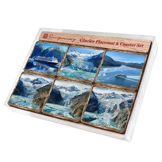 Cruise Ship Wooden Cork Placemat and Coasters Gift Set of 7 by Nature Wonders Nature Wildlife Décor - 85410C-S7