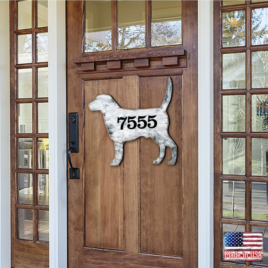 Dog Wooden Custom House Number Sign - Pets Dog and Cats Decor - Handcrafted Wooden Handcrafted Wooden Address Sign - MA98121