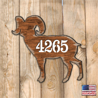 Ram Wooden Custom House Number Sign by G. DeBrekht - Nature Wildlife Decor - Handcrafted Wooden Handcrafted Wooden Handcrafted Wooden Address Sign - MA8198228