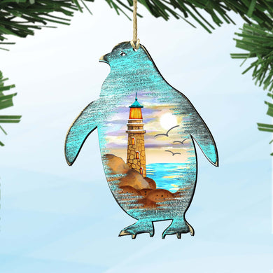 Penguins Wooden Ornaments by G. DeBrekht - Coastal Holiday Decor - 8198542