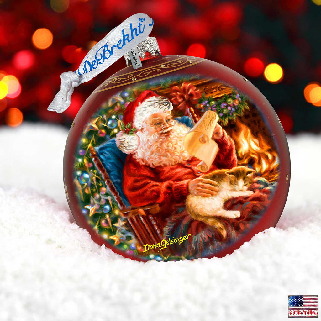 House Warming Santa Lg Glass Ornament in Red by Gelsinger - Christmas Decor - 73924R-DG