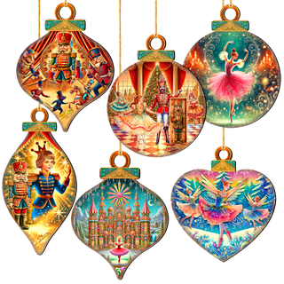 The Enchanted Nutcracker Suite Eco Wood Ornaments Set of 12 by G. DeBrekht - Christmas Décor - 8610103-S12