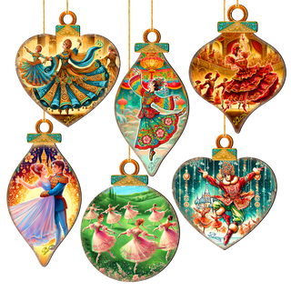 The Enchanted Nutcracker Suite Eco Wood Ornaments Set of 12 by G. DeBrekht - Christmas Décor - 8610103-S12
