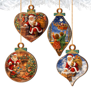 Santa’s Christmas Story Ornament Set – Santa, Reindeer & Elves – Set of 10 – 8610114-S10