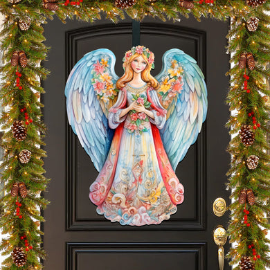 Blue Floral Angel Holiday Door Decor by G. Debrekht - Christmas Decor - 8611024H