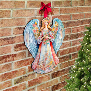 Blue Floral Angel Holiday Door Decor by G. Debrekht - Christmas Decor - 8611024H