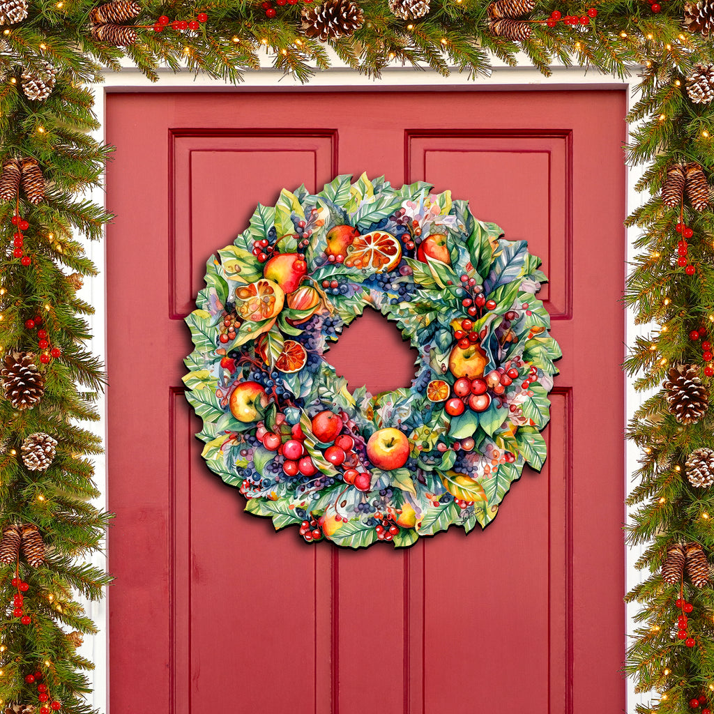 Summer Harvest Fruit Wreath Holiday Door Decor by G. Debrekht - Fall Halloween Decor - 8611071H