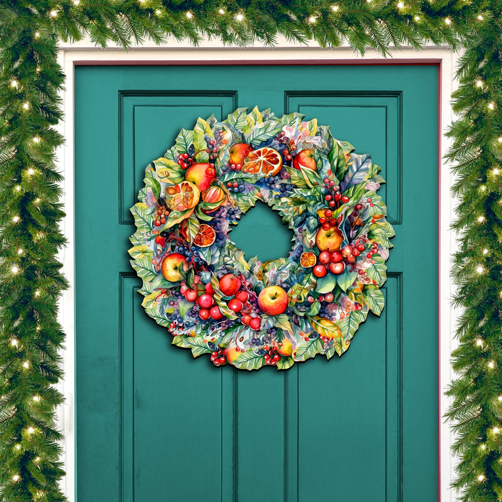 Summer Harvest Fruit Wreath Holiday Door Decor by G. Debrekht - Fall Halloween Decor - 8611071H