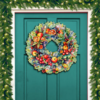 Summer Harvest Fruit Wreath Holiday Door Decor by G. Debrekht - Fall Halloween Decor - 8611071H