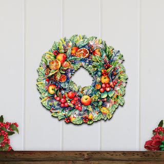 Summer Harvest Fruit Wreath Holiday Door Decor by G. Debrekht - Fall Halloween Decor - 8611071H