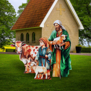 Life-Size Nativity with Manger Outdoor - 6-Piece Set – Handcrafted Christmas Yard Display by G. DeBrekht - Nativity Holiday Decor - 8621038-1F-S6-XXLG