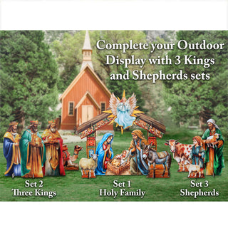 Life-Size Nativity with Manger Outdoor - 6-Piece Set – Handcrafted Christmas Yard Display by G. DeBrekht - Nativity Holiday Decor - 8621038-1F-S6-XXLG