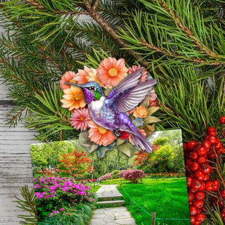 Hummingbirds Clip-On Eco Wood Decorative Ornaments Set of 6 by G. Debrekht - Easter Spring Decor - 8090140C-S6