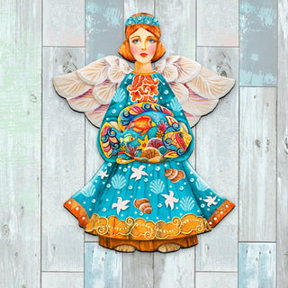 Guardian of The Sea Angel Door Decor by G. DeBrekht - Coastal Holiday Decor - 8152724H