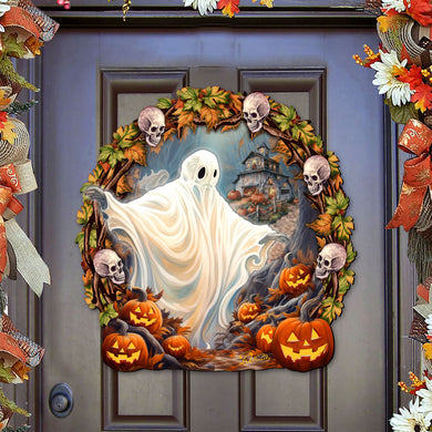 Halloween Ghost Wreath Door Hanger Door Décor by G. Debrekht - Halloween Décor - 8652825H