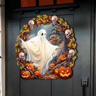 Halloween Ghost Wreath Door Hanger Door Décor by G. Debrekht - Halloween Décor - 8652825H